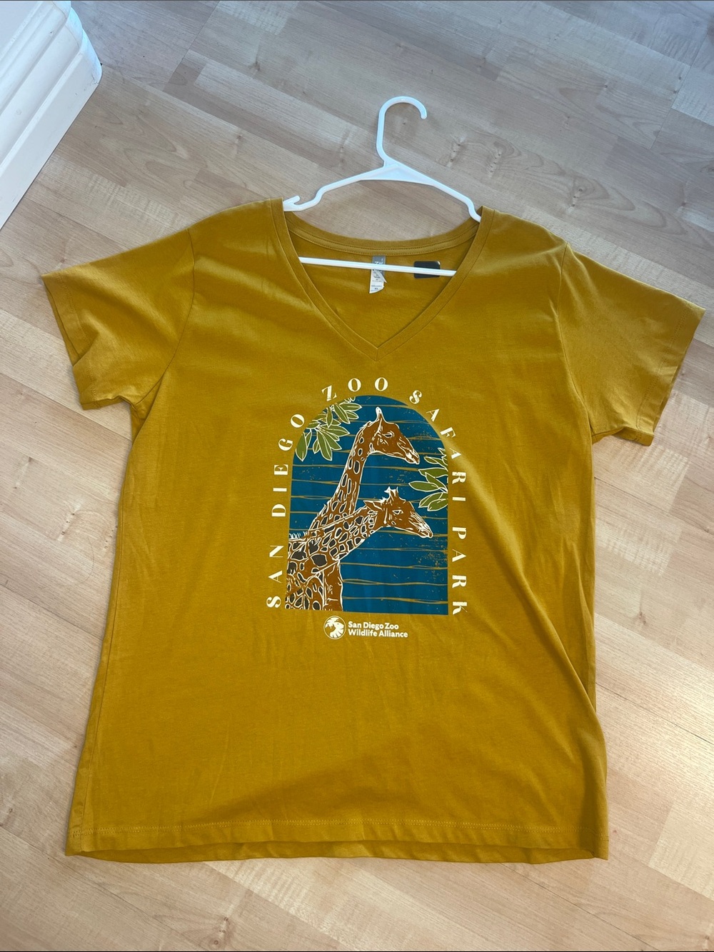 Girls' Mustard Giraffe Graphic V-Neck Tee